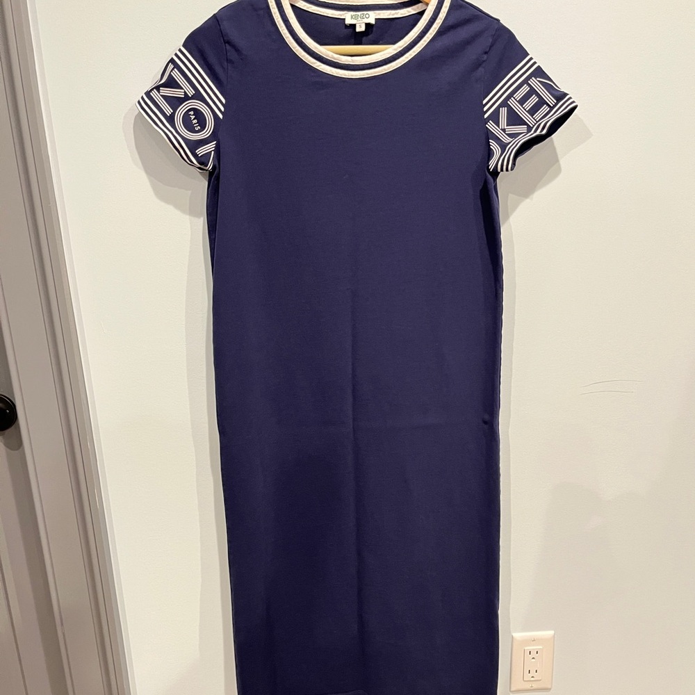 Kenzo Navy Blue Logo Sleeve T-Shirt Dress